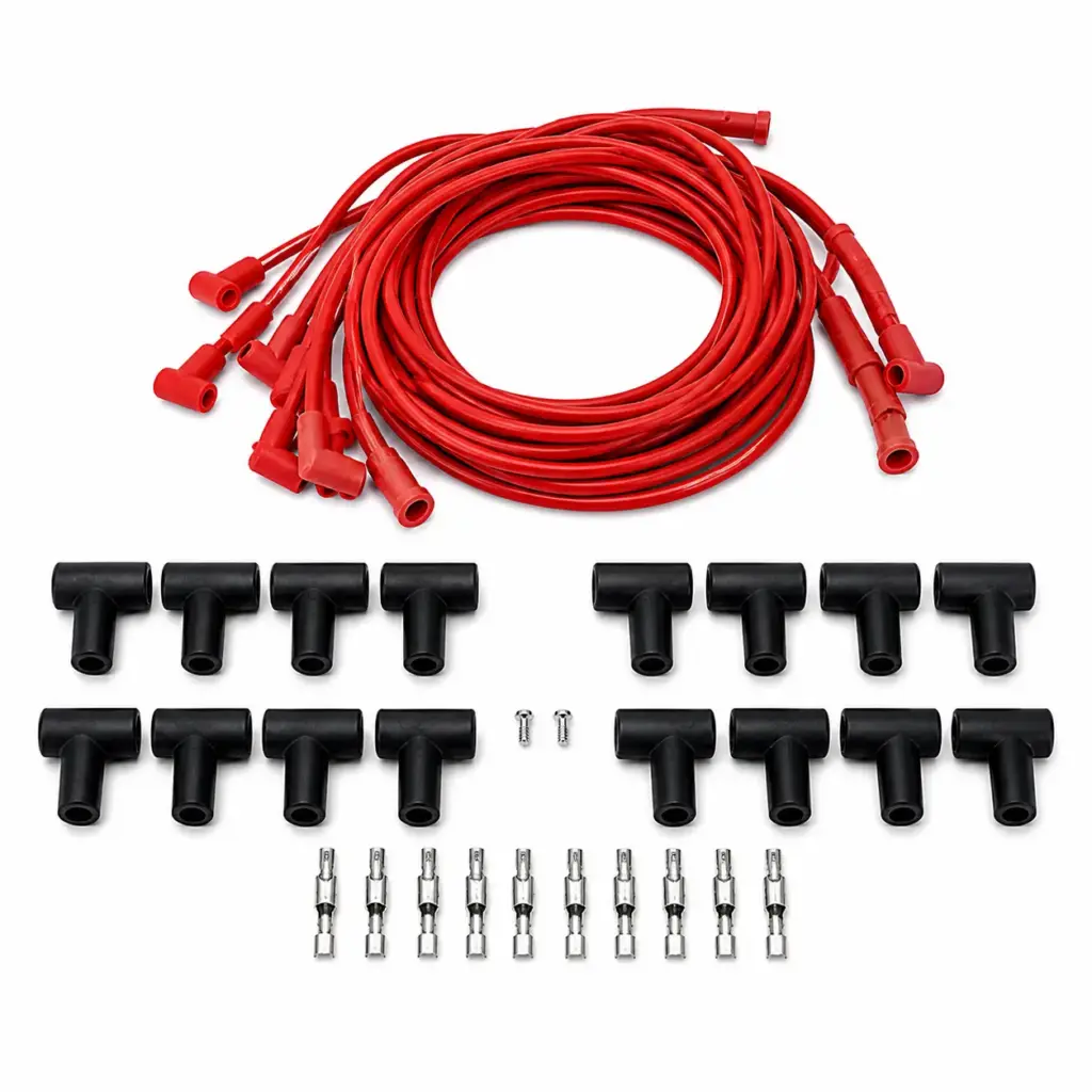 Mastodon Spiral Core 8.5mm 135 Degree Boots, Plug Wires Set – Red