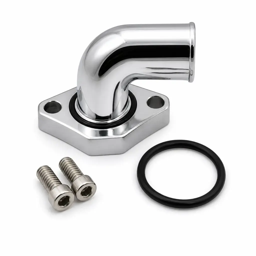 Mastodon Small Block Chevy – Big Block Chevy Swivel 90 Degree Aluminium Water Neck – Polished