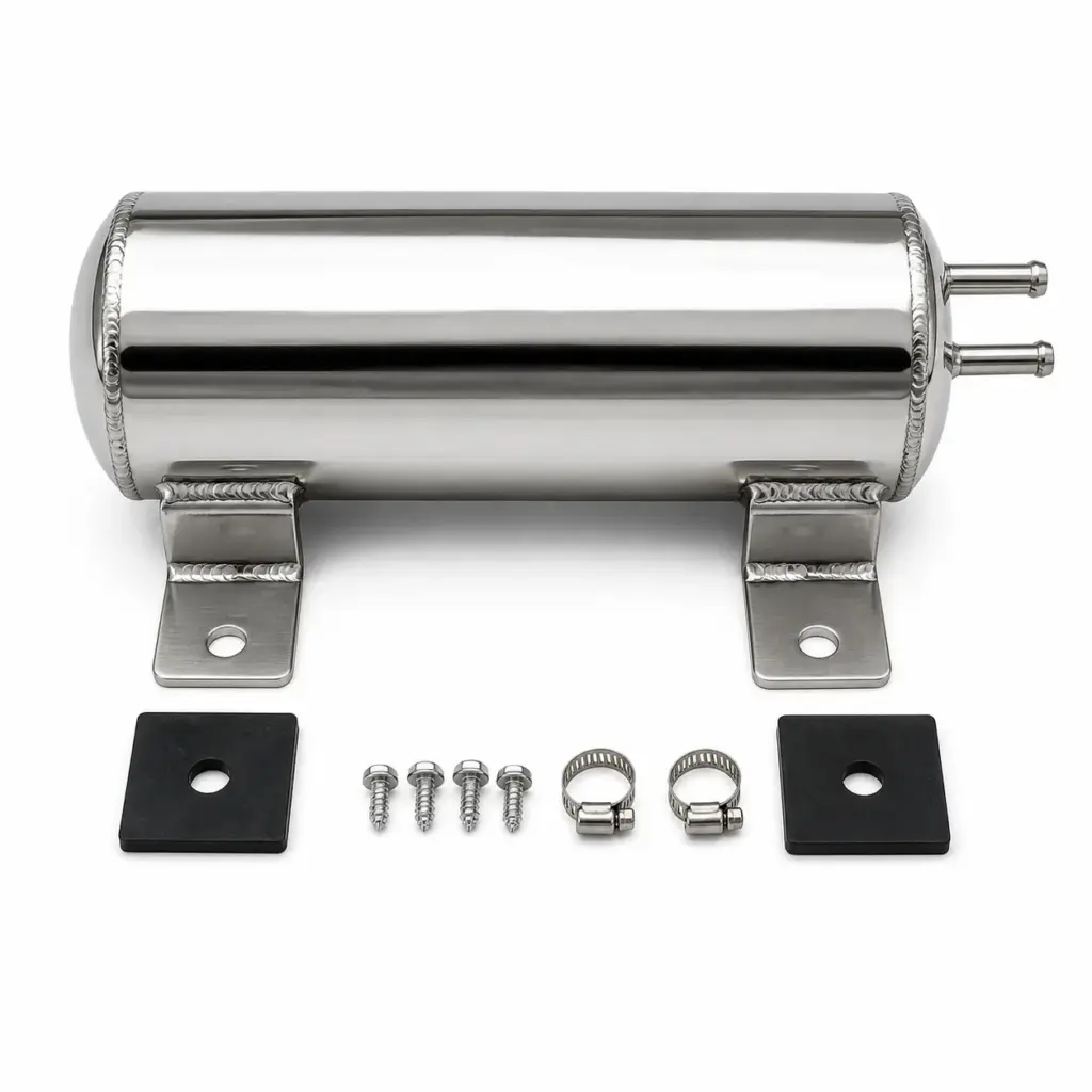 Mastodon 3" X 10" 32 Oz Stainless Steel Radiator Overflow Catch Can – Polished