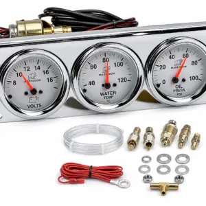 Mastodon 2" 52mm Chrome Volt / Water / Oil Pressure Triple 3 Gauge Set Gauges Kit