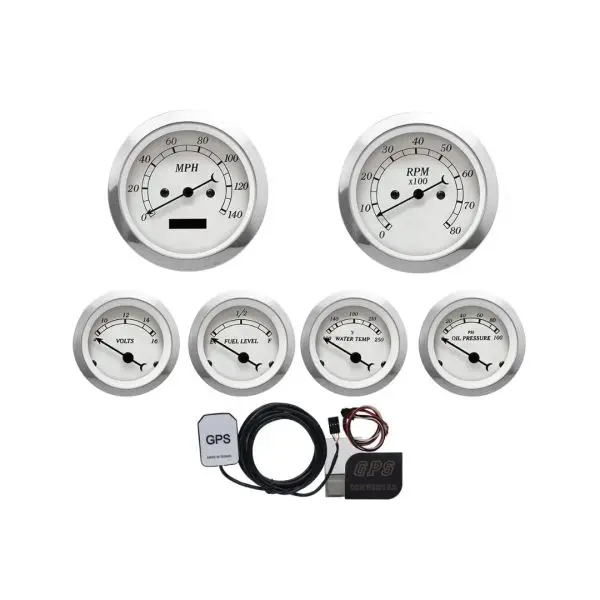 6 Gauge Set White dial black needles