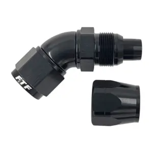 FTF Black Hose End One Piece Cut Style Swivel 45° An6 | MEX118-4506-BLK
