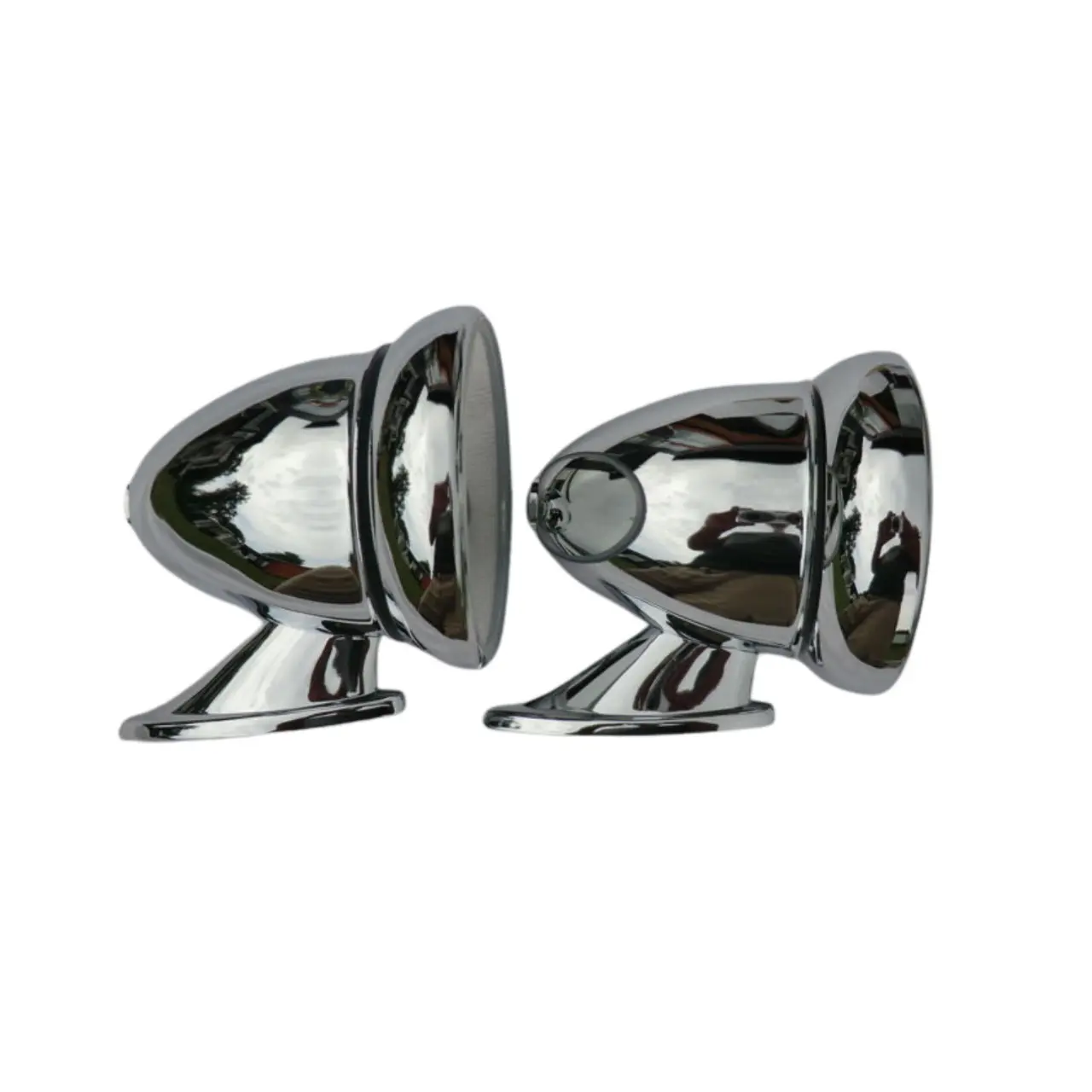 Universal metal chrome bullet mirrors pair